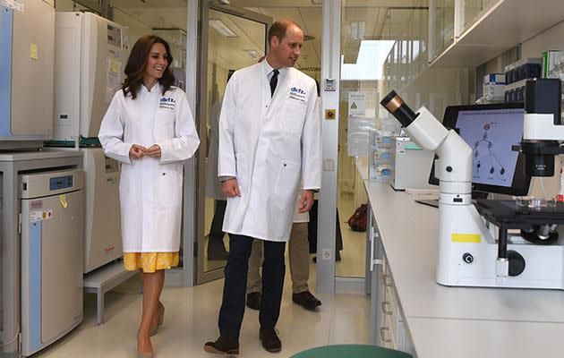 Kate and husband Prince William made a visit to a German research facility. Photo: Getty