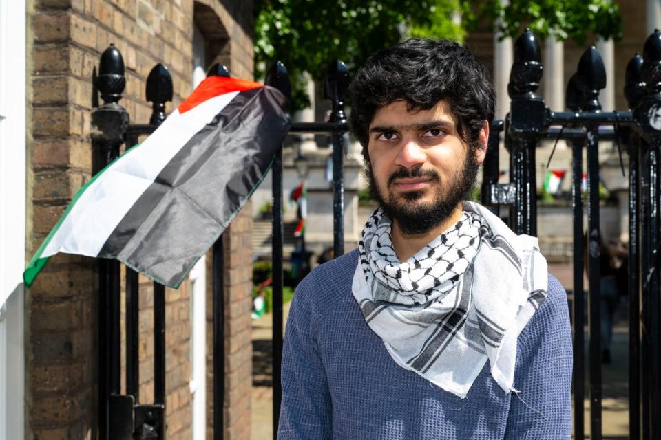 Student protester Junayd at UCL (Lucy Young)