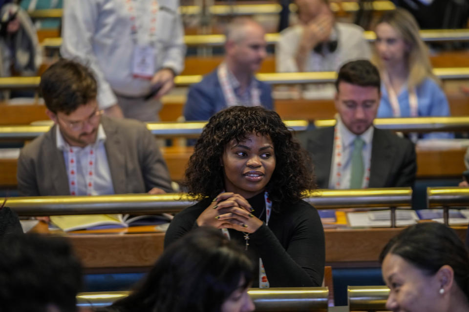 Delegates from the Group of 20 nations attend a tourism meeting in Srinagar, Indian controlled Kashmir, Monday, May 22, 2023. The meeting condemned by China and Pakistan is the first significant international event in Kashmir since New Delhi stripped the Muslim-majority region of semi-autonomy in 2019. (AP Photo/Mukhtar Khan)