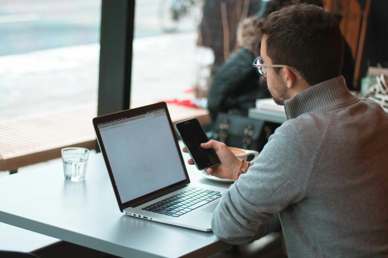  Person using a laptop. 