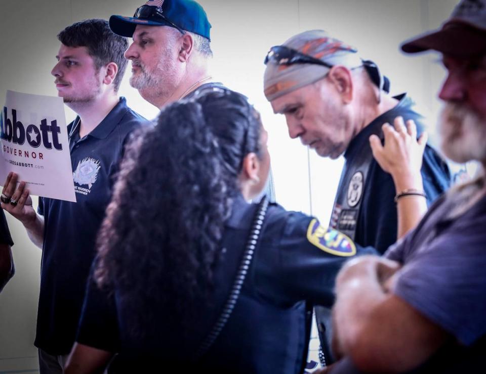 Mineral Wells police have a word with an attendee at the Beto O’Rourke rally. It is not clear why police approached the man.