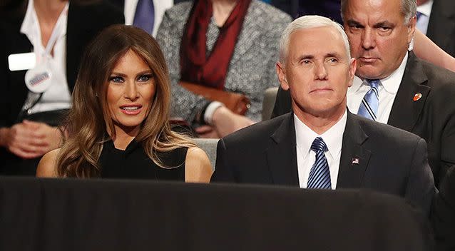 Melania Trump watches on from the audience. Photo: AAP