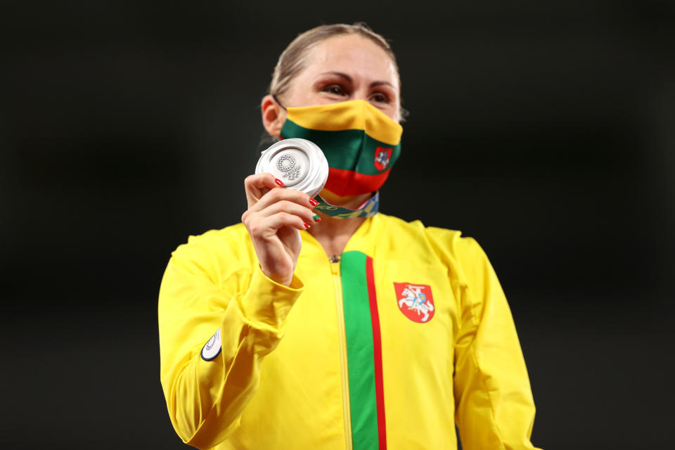 Laura Asadauskaite of Team Lithuania poses with the silver medal