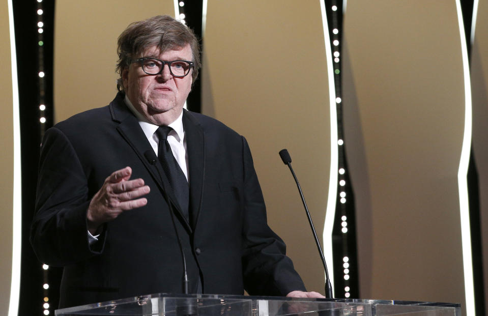 72nd Cannes Film Festival - Closing ceremony - Cannes, France, May 25, 2019. Michael Moore on stage. REUTERS/Stephane Mahe