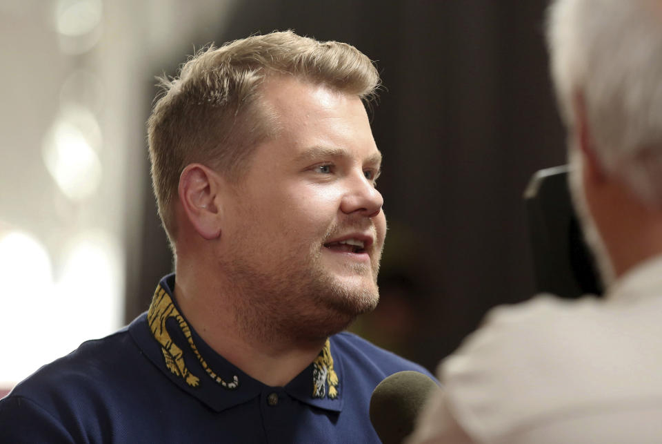 Host James Corden answers questions from the media after rolling out the red carpet for the 59th Annual Grammy Awards on Thursday, Feb. 9, 2017 in Los Angeles. The Grammy Awards will take place on Sunday, Feb. 12. (Photo by Matt Sayles/Invision/AP)