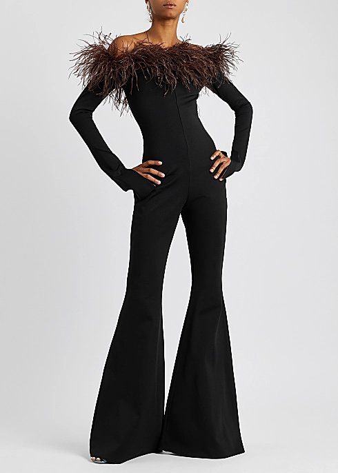 16 Arlington Orion feather-trimmed jumpsuit. (Harvey Nichols)