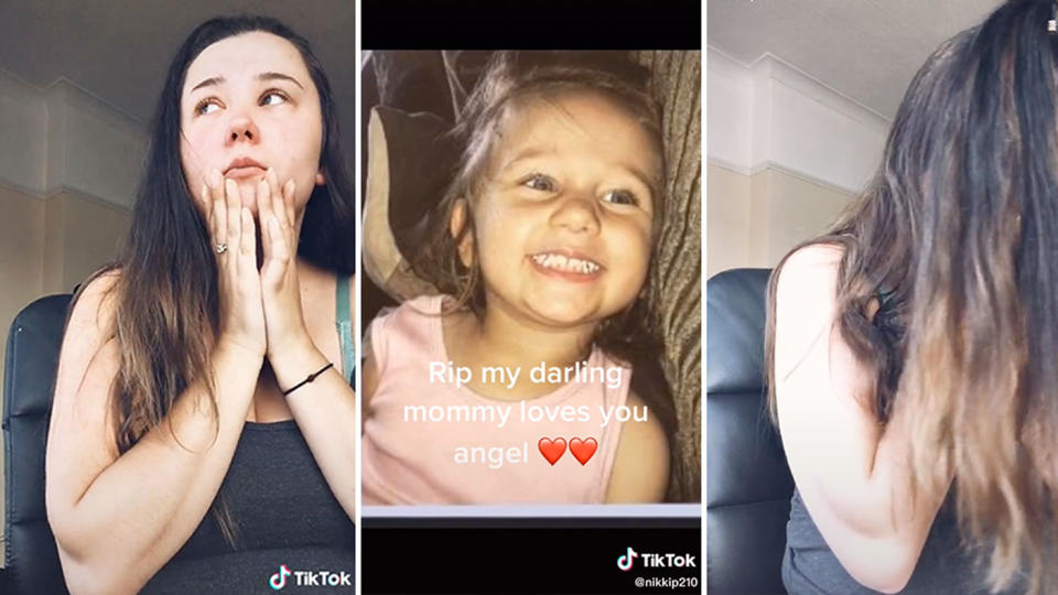 Pictured is Nicola Priest and her daughter Kaylee-Jayde in TikTok videos she posted after the death