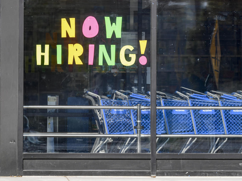 Muhlenberg, PA - August 26: A help wanted sign that reads 