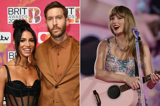 <p> Jed Cullen/Dave Benett/Getty, Ashok Kumar/TAS24/Getty </p> Calvin Harris, Vick Hope and Taylor Swift