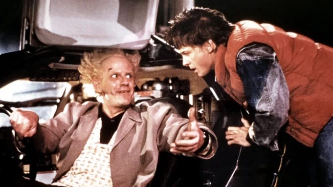 Christopher Lloyd and Michael J. Fox, ‘Back to the Future (1985) - Credit: Everett Collection
