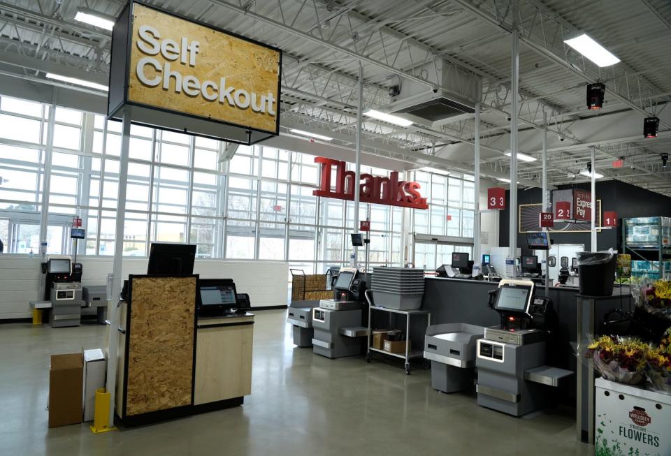 Self Checkout section of the new BJ's Market in Warwick.