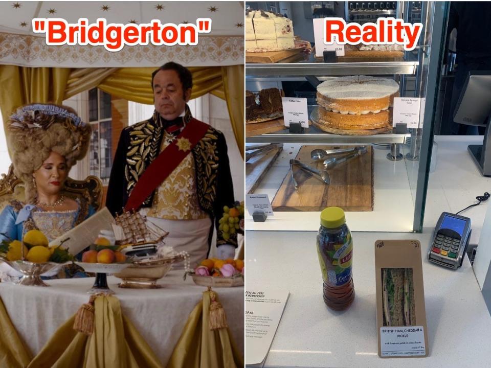 Food at Hampton Court Palace in "Bridgerton," and in reality.