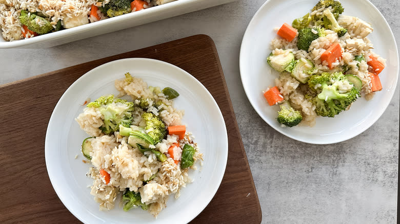 tofu and brussels sprouts bake