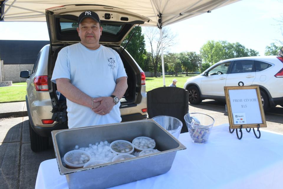 Ceviche is a popular seafood dish along the coasts of Latin America that Alex Porras, owner of POME, makes and sells at the Cabrini Farmers Market in Alexandria every Saturday.