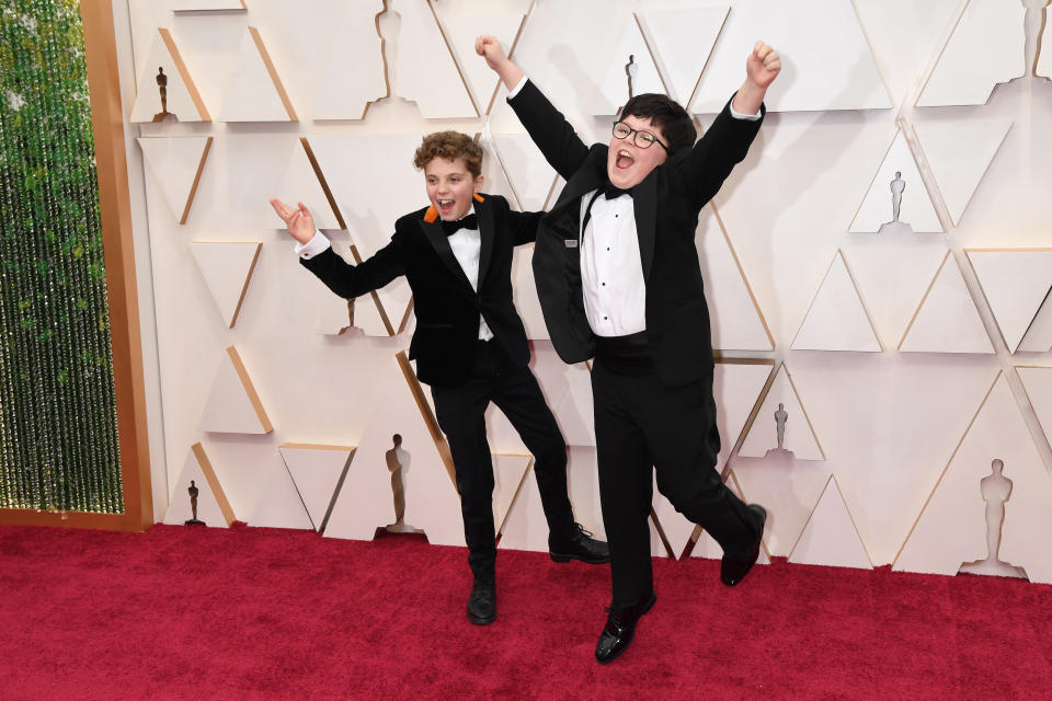 Roman Griffin Davis and Archie Yates at the Oscars. (Photo: Jeff Kravitz via Getty Images)