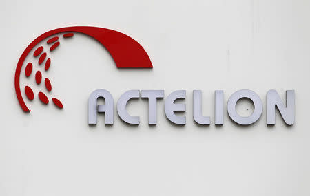 A logo is seen on Swiss biotech group Actelion Headquarters in Allschwil, Switzerland, April 23, 2011. REUTERS/Christian Hartmann/File Photo