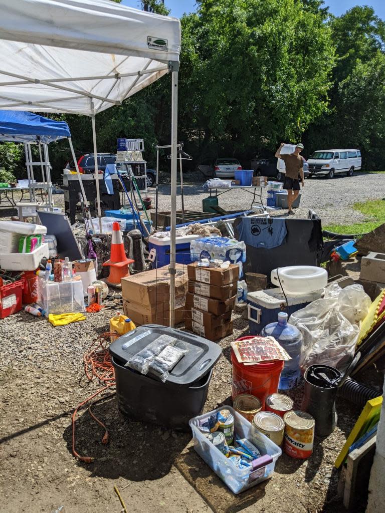 Some of the July 21 flood damage at Mutual Aid Space Knox. “We’re out of that space,” says volunteer Sarah Carman. “There’s still four feet of water.” July 22, 2022