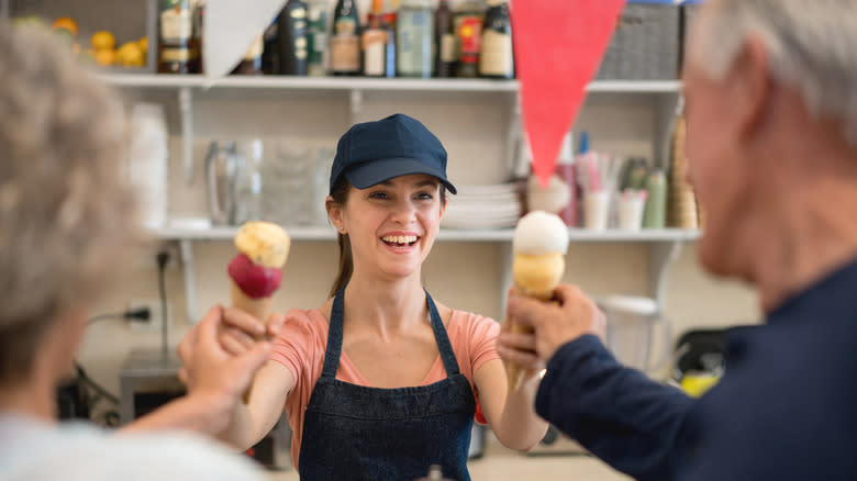 people in ice cream shop