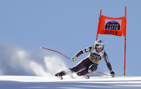 Mar 15, 2017; Aspen, CO, USA; Tina Weirather of Liechstenstein during the women's downhill alpine skiing race in the 2017 Audi FIS World Cup Finals at Aspen Mountain. Mandatory Credit: Jeff Swinger-USA TODAY Sports