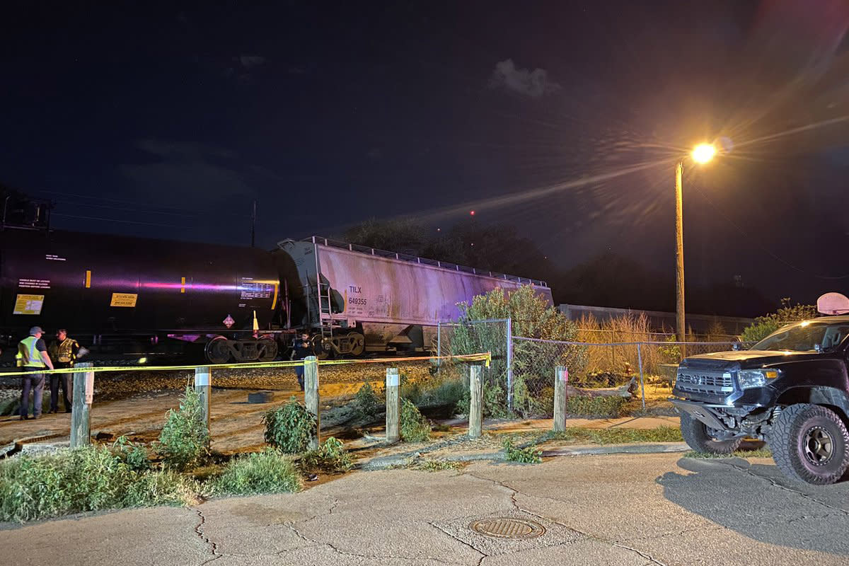 The train hit a gas line, forcing evacuations in the area.  (El Paso Fire Department)