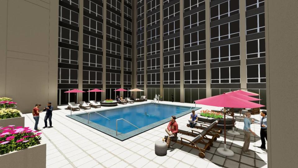 Le Méridien will feature a rooftop pool, as seen in this rendering. Le Méridien Fort Worth Downtown