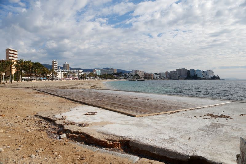 General view of the Magaluf beach during the coronavirus disease (COVID-19) outbreak in Mallorca