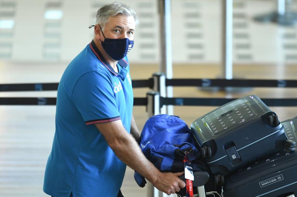 Chris Silverwood on arrival in Australia last month (Getty Images)