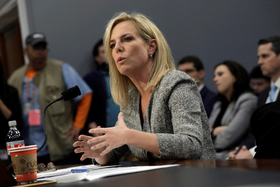 Homeland Security Secretary Kirstjen Nielsen testifies before a House panel&nbsp;on April 11. (Photo: Yuri Gripas / Reuters)