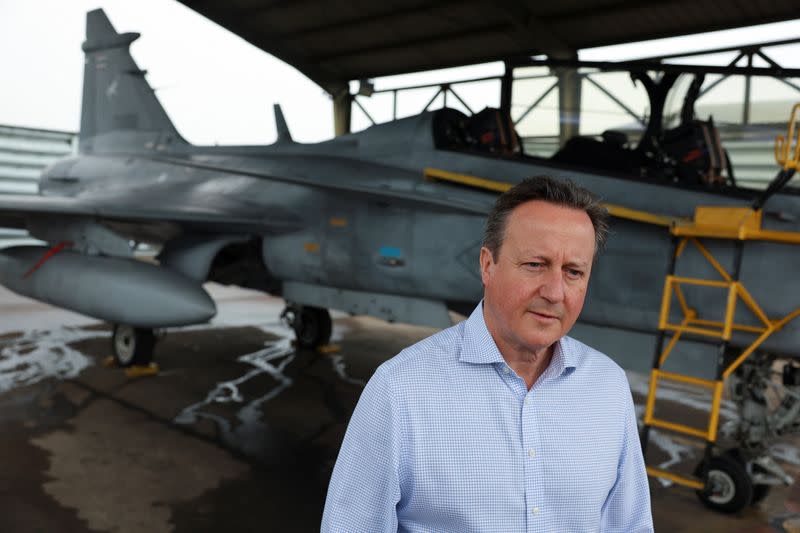 British Foreign Secretary and former Prime Minister David Cameron speaks to Reuters in Nakhon Ratchasima