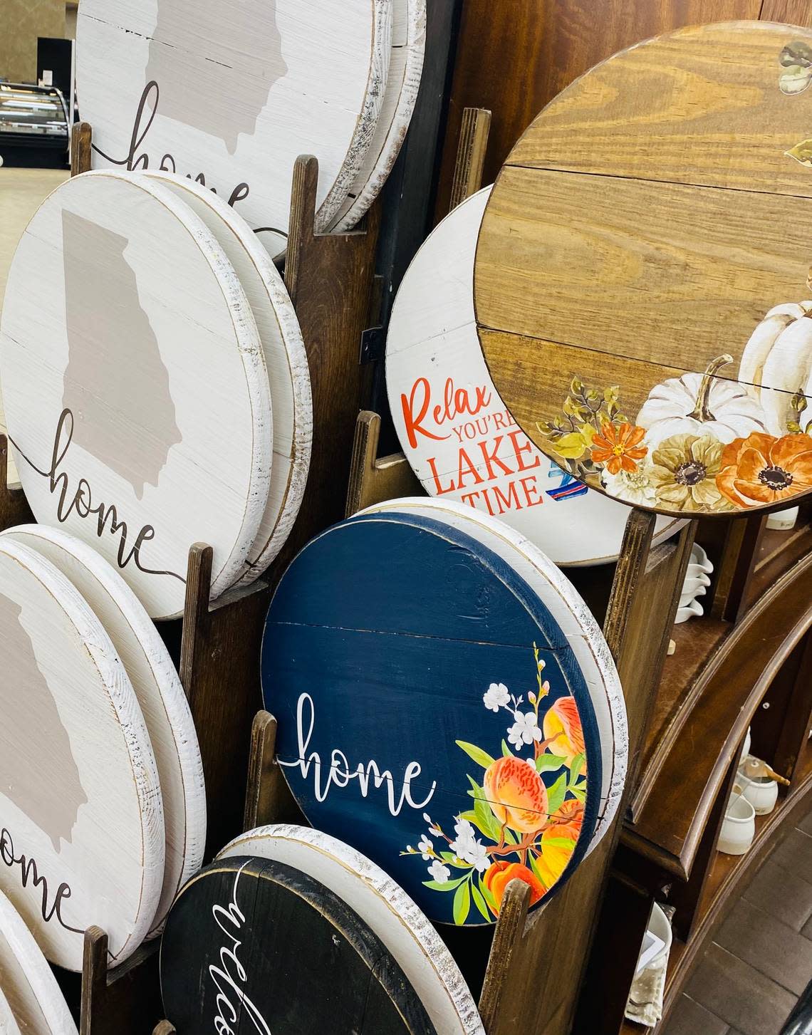 Handmade lazy susan’s at Buc-ee’s make the perfect gift for the cook in the family.