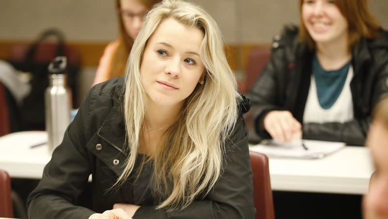 Sydnee Gay and other 18-to-30-year-old students gather for a BYU-Pathway Worldwide meeting in Orem, Utah, on Feb. 16, 2017. BYU-PW now is preparing to offer some of the first three-year degrees in American higher education.