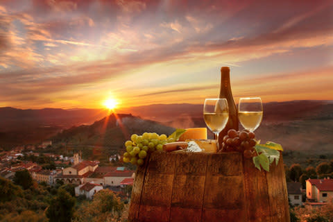 Fruit, cheese and wine in the Chianti region of Florence - Credit: AP