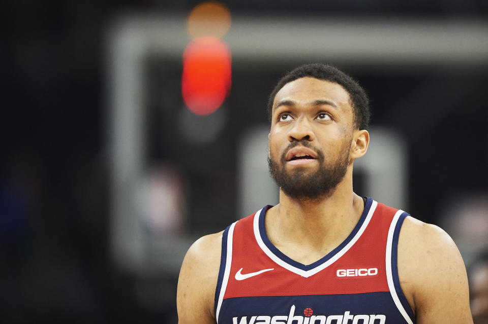 MINNEAPOLIS, MN - MARCH 09: Jabari Parker #12 of the Washington Wizards looks on during the game against the Minnesota Timberwolves on March 9, 2019 at the Target Center in Minneapolis, Minnesota. NOTE TO USER: User expressly acknowledges and agrees that, by downloading and or using this Photograph, user is consenting to the terms and conditions of the Getty Images License Agreement. (Photo by Hannah Foslien/Getty Images)