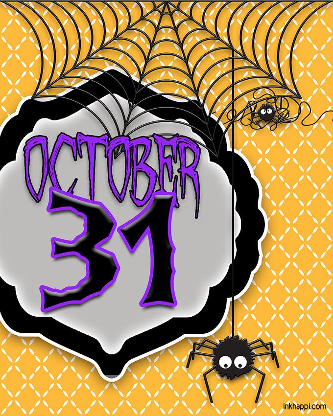 <p>Are the kiddos in your household (or hey, the <em>adults</em>!) so excited for Halloween that they count down the days? This free printable “October 31” sign keeps the excitement top of mind. Two additional free options here include an on-theme word collage and a sign with the message, “Happy as a witch in a broom factory.” These are all made to print easily on standard paper and pop into an 8-by-10-inch frame for instant (cheap) decor.</p><p><em><a href="https://seevanessacraft.com/2016/09/halloween-3-free-spooky-printables/" rel="nofollow noopener" target="_blank" data-ylk="slk:Get the printables at See Vanessa Craft »;elm:context_link;itc:0;sec:content-canvas" class="link ">Get the printables at See Vanessa Craft »</a></em></p>