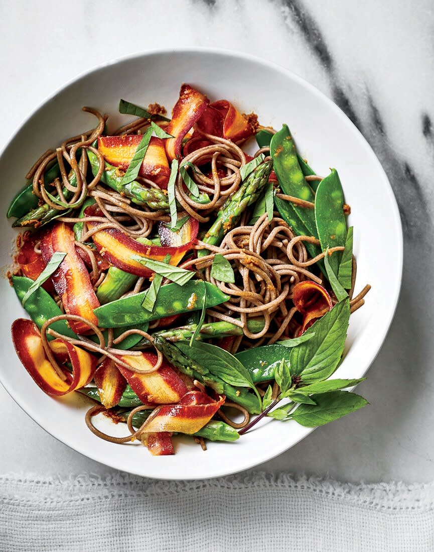 May: Soba, Snow Pea, and Asparagus Toss