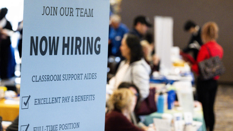 LAKE FOREST, CA - February 21: More than 75 employers were taking resumes and talking to prospective new hires at a career fair in Lake Forest, CA on Wednesday, February 21, 2024. (Photo by Paul Bersebach/MediaNews Group/Orange County Register via Getty Images)