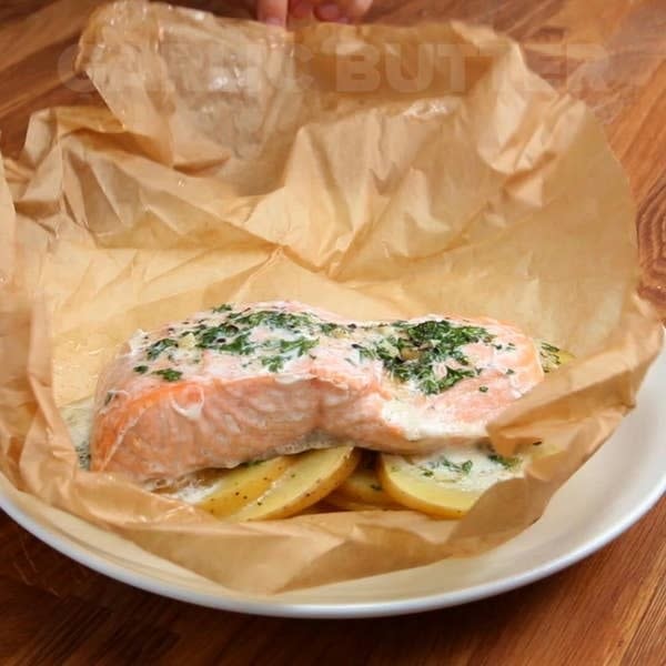 Parchment Garlic Butter Salmon