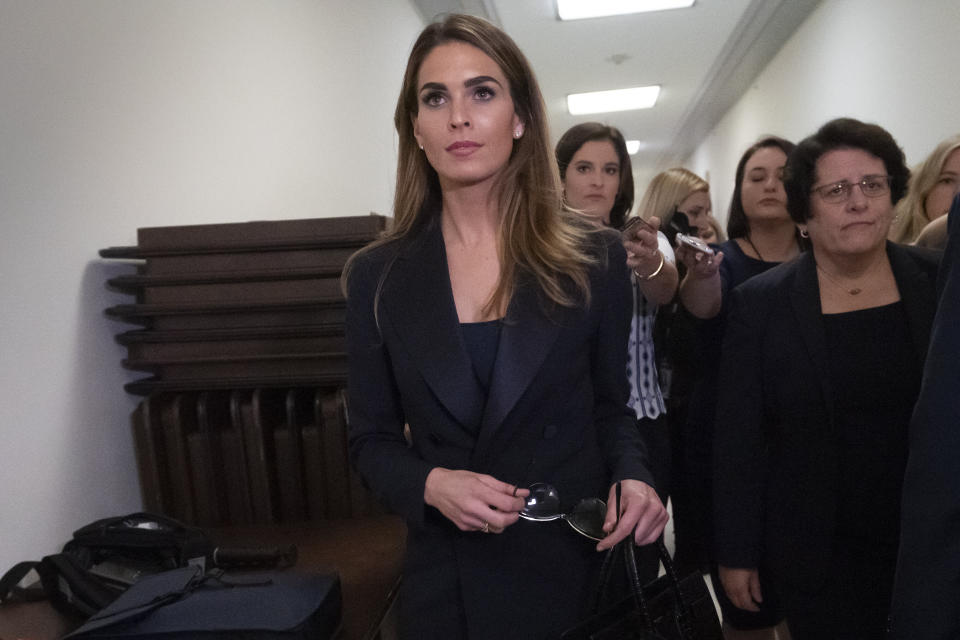 Former White House communications director Hope Hicks departs after a closed-door interview with the House Judiciary Committee on Capitol Hill in Washington, Wednesday, June 19, 2019. (Photo: Associated Press)