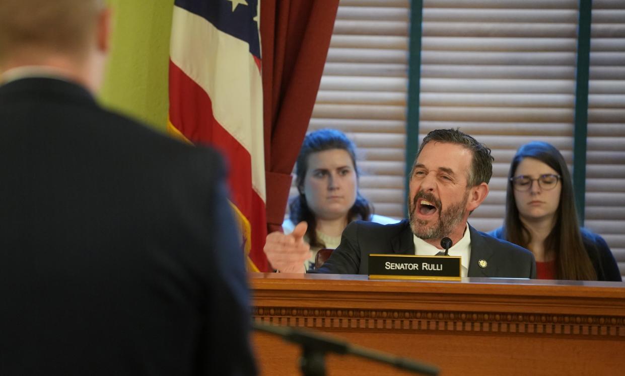 During an Ohio Senate hearing on the train derailment, Ohio Senator Michael Rulli gets angry as he describes how his constituents feel around East Palestine.