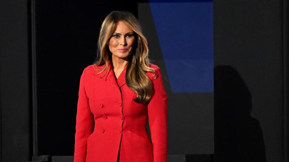 PHOTO: Former first lady Melania Trump arrives on the fourth day of the Republican National Convention, July 18, 2024, in Milwaukee. (Leon Neal/Getty Images)