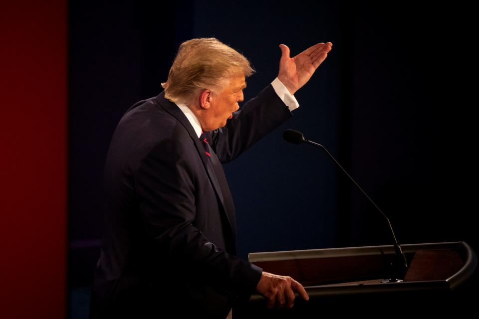 President Donald Trump debates Democrat Joe Biden on Sept. 29 in Cleveland.