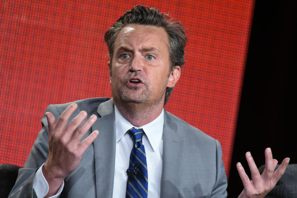 Matthew Perry speaks during 