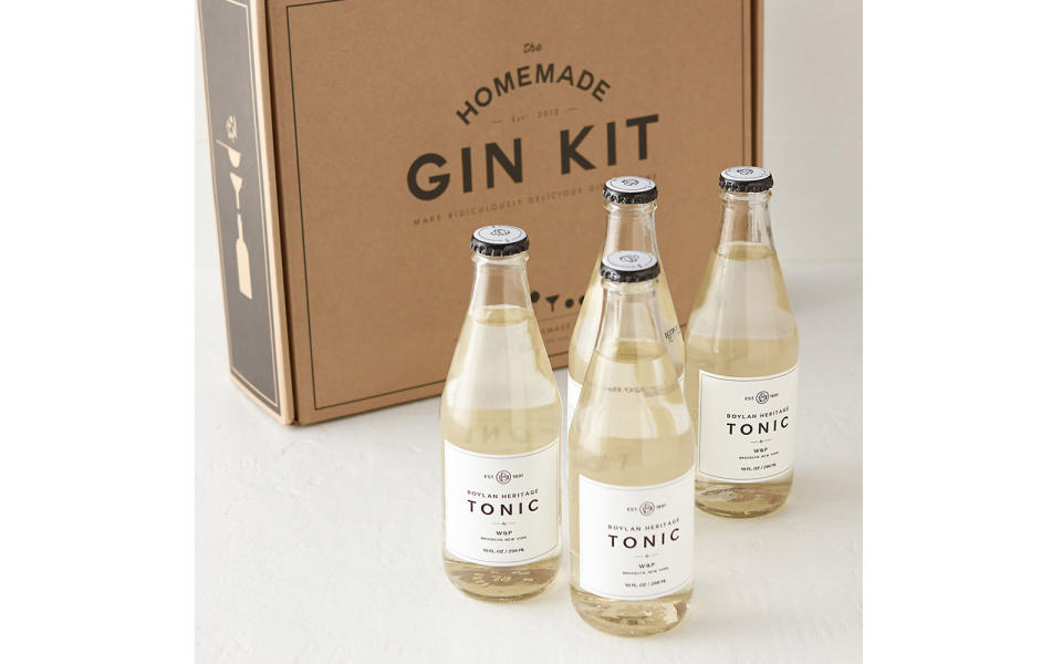 <p>Most adventurers are up for a challenge, and this gin kit will give them something new to try. The box comes with two glass bottles, a strainer, funnel, juniper berries, and a botanical blend. Simply follow the instructions and enjoy.</p> <p><strong>To buy:</strong> <a rel="nofollow noopener" href="http://www.anrdoezrs.net/links/8029122/type/dlg/sid/POFasG1LHOAANov8/http://www.shopterrain.com/gifts-for-him/homemade-gin-kit" target="_blank" data-ylk="slk:shopterrain.com;elm:context_link;itc:0;sec:content-canvas" class="link ">shopterrain.com</a>; $58</p>