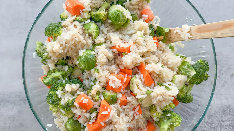 veggies and rice in bowl