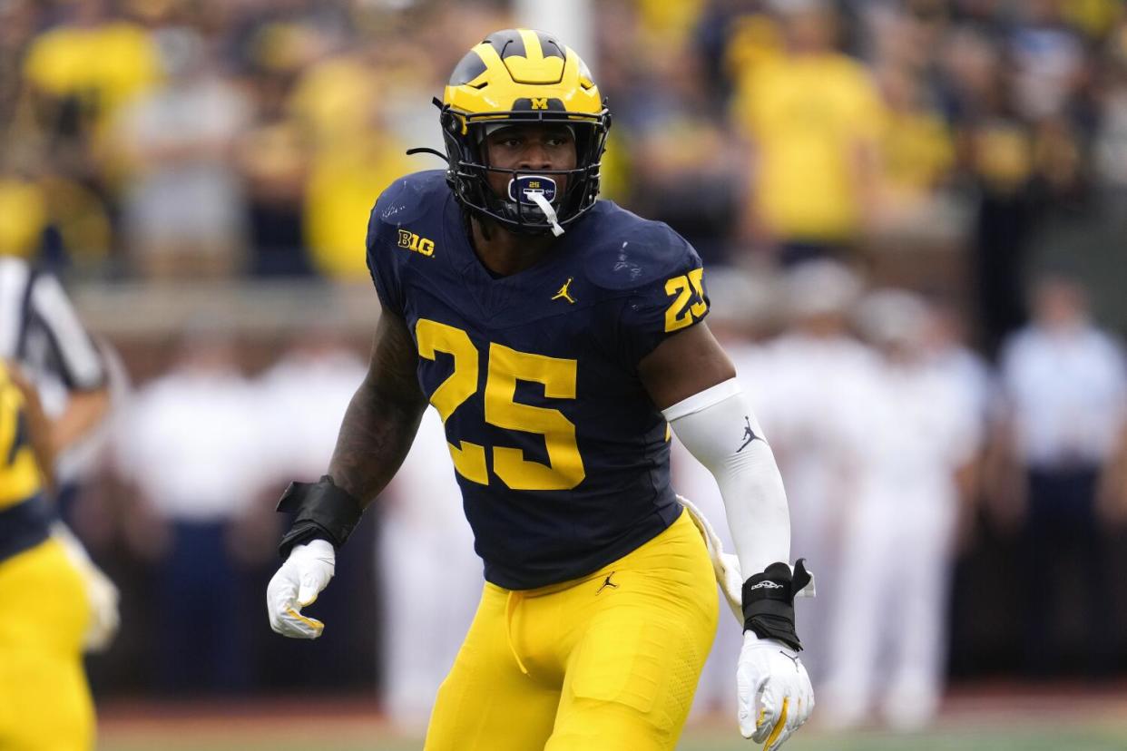 Michigan linebacker Junior Colson plays against Nevada Las Vegas.