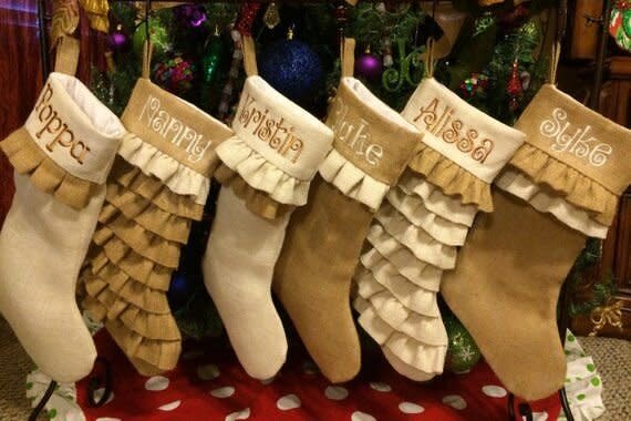 Ruffled Burlap Stockings