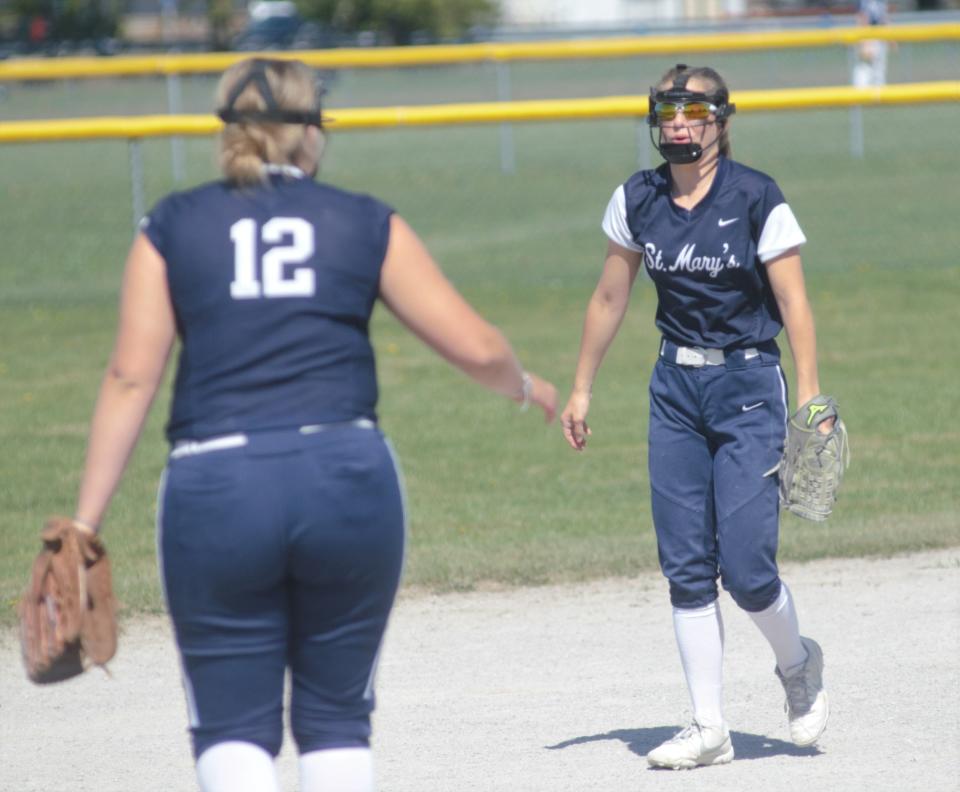 Kaylee Jeffers (right) has stepped up for both the volleyball and basketball programs this year and will likely be asked to do it again this spring for the GSM softball team.