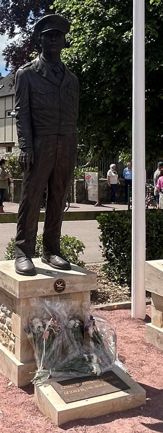 A new statue of Gen. Dwight D. Eisenhower, U.S. Allied Forces Commander during World War II, was dedicated in the town of Sainte-Mère-Église, France, on June 3 as part of activities held to mark the 80th anniversary of D-Day in Normandy.