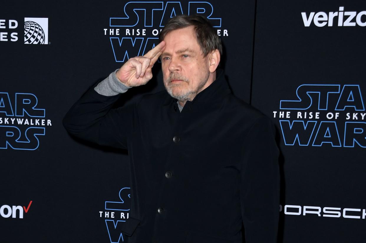 US actor Mark Hamill arrives for the world premiere of Disney's "Star Wars: Rise of Skywalker" at the TCL Chinese Theatre in Hollywood, California on December 16, 2019. (Photo by VALERIE MACON / AFP) (Photo by VALERIE MACON/AFP via Getty Images)