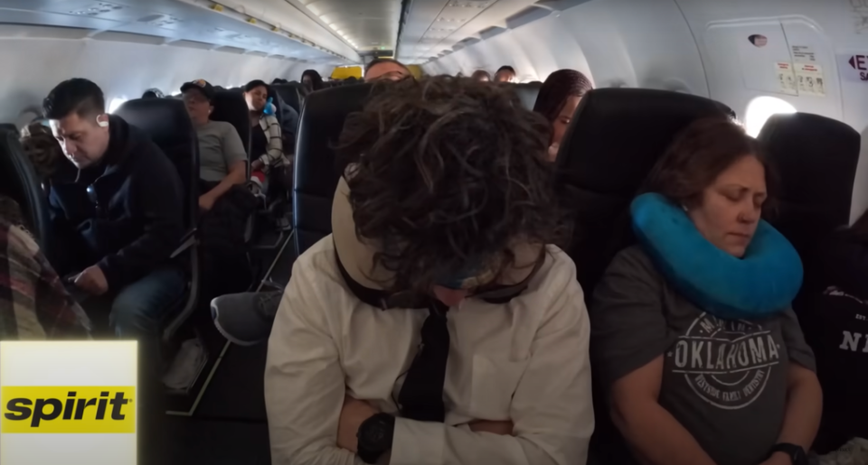 Decker slept the entire time on his Spirit Airlines flight. YouTube/ Airrack